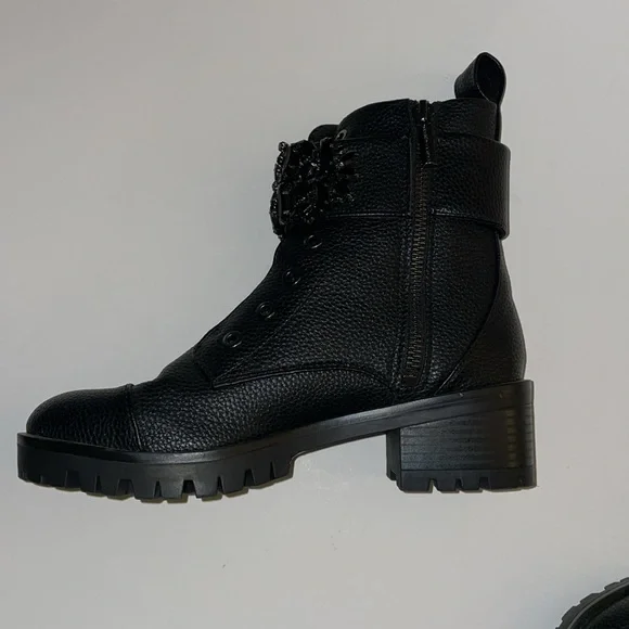 Karl Lagerfeld Black Embellished Combat Boots size 6, very good condition - Picture 7 of 7